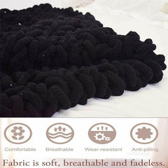 Lofaris Black Handmade Queen Size Warm Soft Chunky Knit Blanket