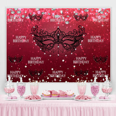 Lofaris Black Mask Red Diamonds Bokeh Girls Birthday Backdrop