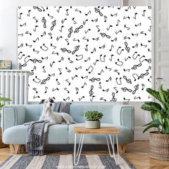 Lofaris Black Note White Backdrop For Happy Birthday Party