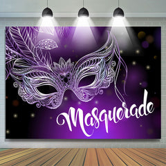 Lofaris Black Purple Masquerade Happy Holiday Dance Backdrop