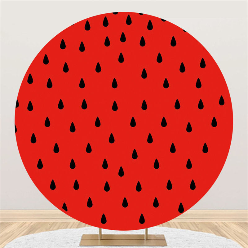 Lofaris Black Raindrops Round Red Backdrop For Birthday Party