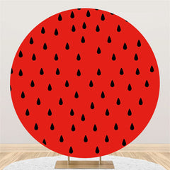 Lofaris Black Raindrops Round Red Backdrop For Birthday Party