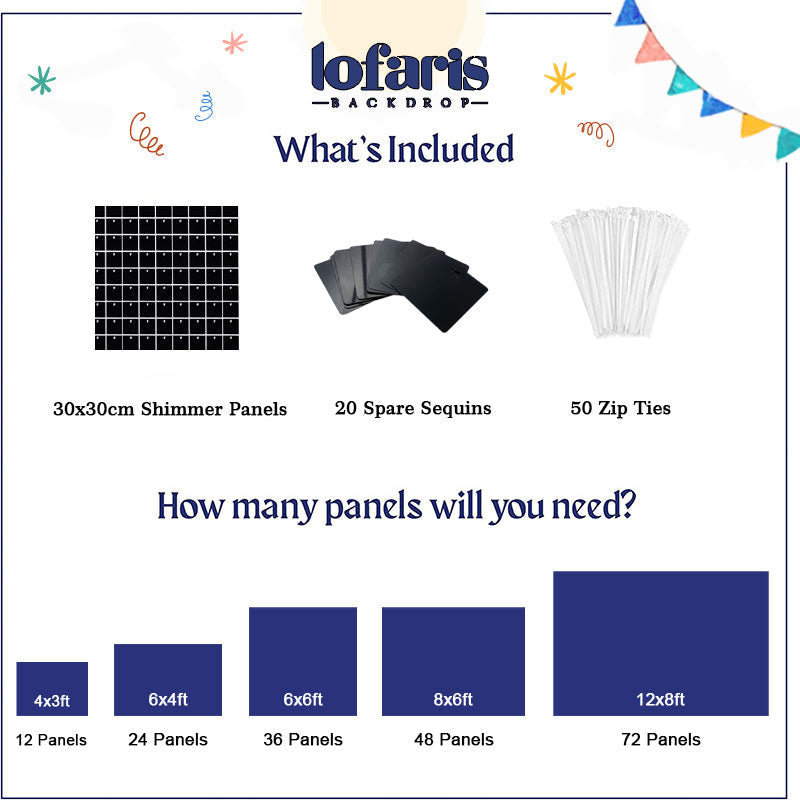 Lofaris Black Shimmer Wall Panels For Birthday Party Decorations