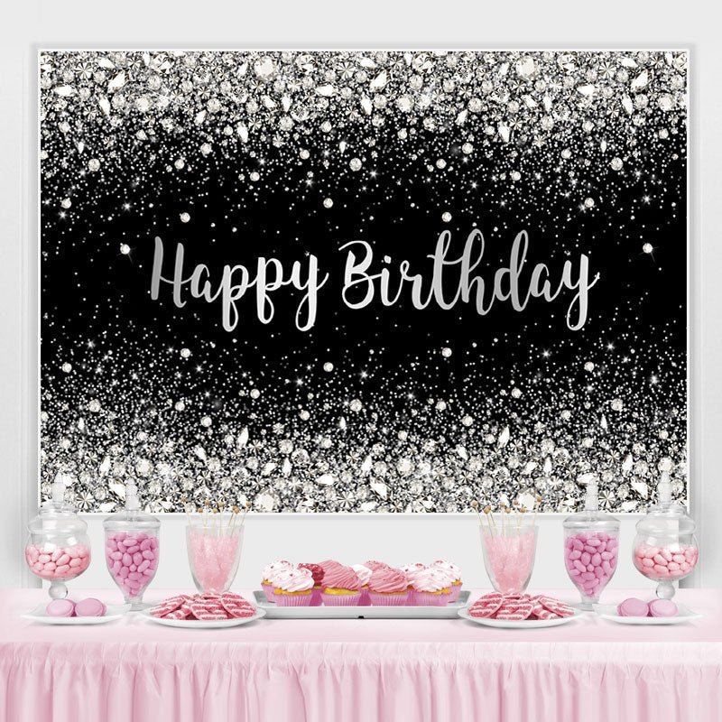 Lofaris Black Silver Bokeh Diamond Glitter Birthday Backdrop