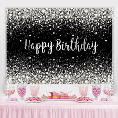 Lofaris Black Silver Bokeh Diamond Glitter Birthday Backdrop