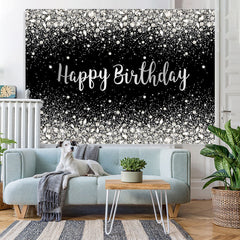 Lofaris Black Silver Bokeh Diamond Glitter Birthday Backdrop