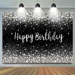 Lofaris Black Silver Bokeh Diamond Glitter Birthday Backdrop