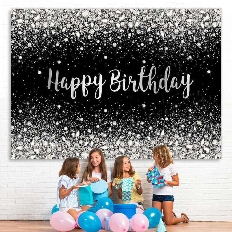 Lofaris Black Silver Bokeh Diamond Glitter Birthday Backdrop