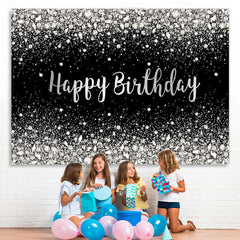 Lofaris Black Silver Bokeh Diamond Glitter Birthday Backdrop