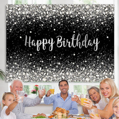 Lofaris Black Silver Bokeh Diamond Glitter Birthday Backdrop