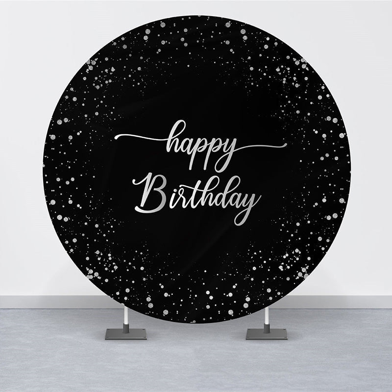 Lofaris Black Silver Dots Birthday Simple Party Round Backdrops