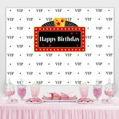 Lofaris Black Vip And Five-pointed Star Happy Birthday Backdrop