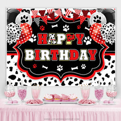 Lofaris Black White With Red Balloon Happy Birthday Backdrop