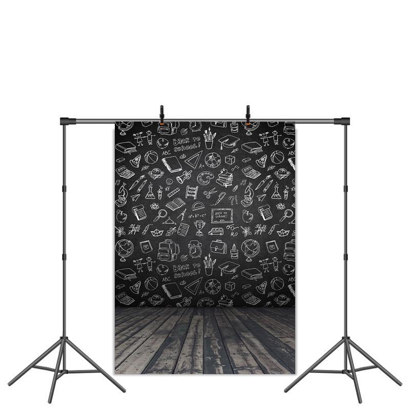 Lofaris Blackboard and Wooden Floor Back to School Backdrop