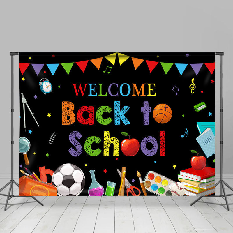 Lofaris Blackboard Rainbow Flag Welcome Back to School Backdrop