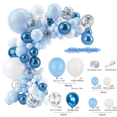 Lofaris Blue 104 Pack Balloon Arch Kit | Party Decorations - Silver | White