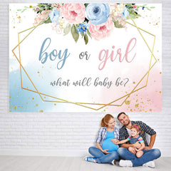 Lofaris Blue And Pink Floral What Baby Be Shower Backdrop