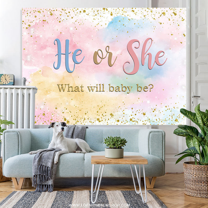 Lofaris Blue And Pink Sky Cloud Gender Reveal Backdrop