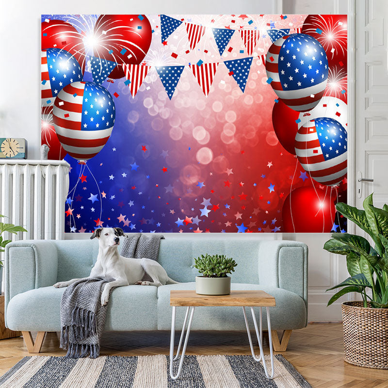 Lofaris Blue And Red Stripe Ballon Bokeh Backdrops For Boy