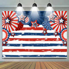 Lofaris Blue And Red Stripes Happy Independence Day Backdrop