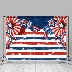 Lofaris Blue And Red Stripes Happy Independence Day Backdrop
