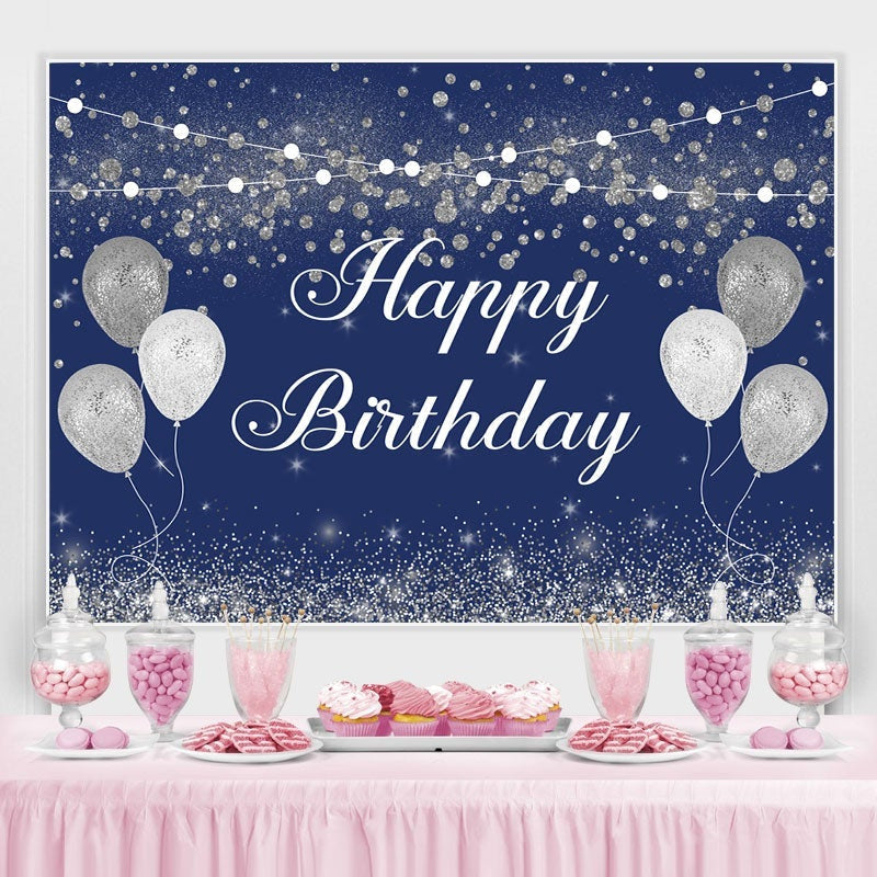 Lofaris Blue and Silver Balloon Birthday Backdrop for Men