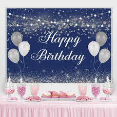 Lofaris Blue and Silver Balloon Birthday Backdrop for Men
