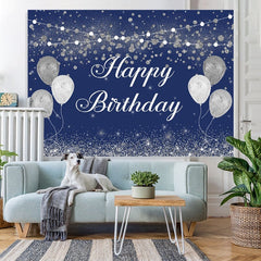Lofaris Blue and Silver Balloon Birthday Backdrop for Men