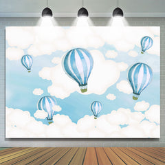Lofaris Blue And White Hot Air Balloon Sky Themed Backdrop