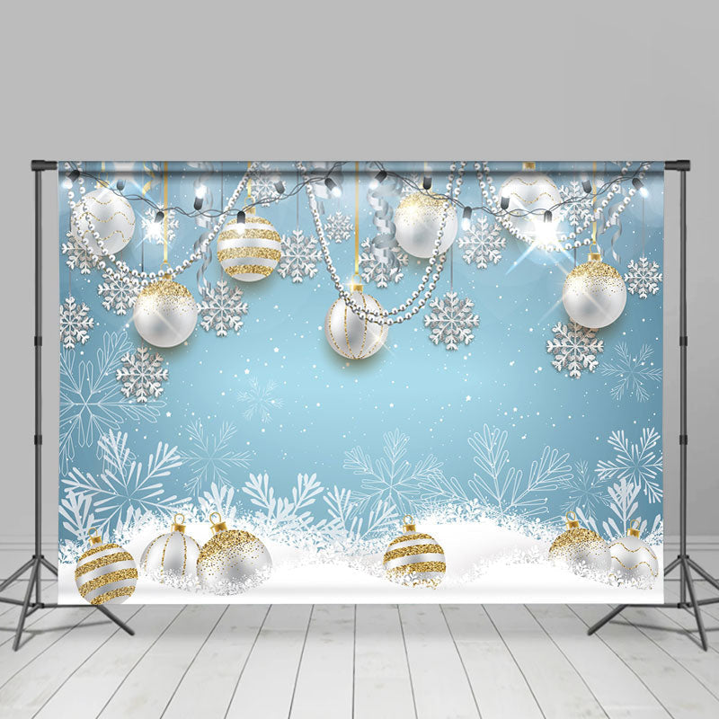 Lofaris Blue And White Snowflake Balls Decor Winter Backdrops