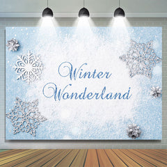 Lofaris Blue And White Snowflake Winter Wonderland Backdrop