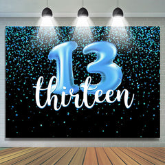 Lofaris Blue Bokeh Black Happy 13Th Birthday Backdrop for Boy
