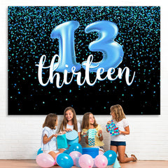 Lofaris Blue Bokeh Black Happy 13Th Birthday Backdrop for Boy
