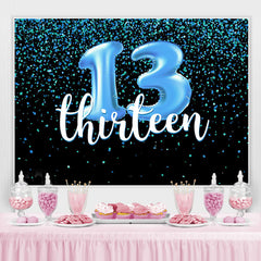 Lofaris Blue Bokeh Black Happy 13Th Birthday Backdrop for Boy