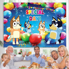 Lofaris Blue Cartoon Dogs Birthday Backdrop For Kids Party