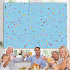 Lofaris Blue Colored Candy Bits Simple Happy Birthday Backdrop
