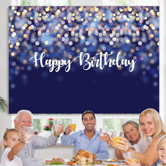 Lofaris Blue Glitter Bokeh Happy Birthday Backdrop For Party