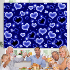 Lofaris Blue Heart Glitter Early 2000s Photo Birthday Party Backdrop