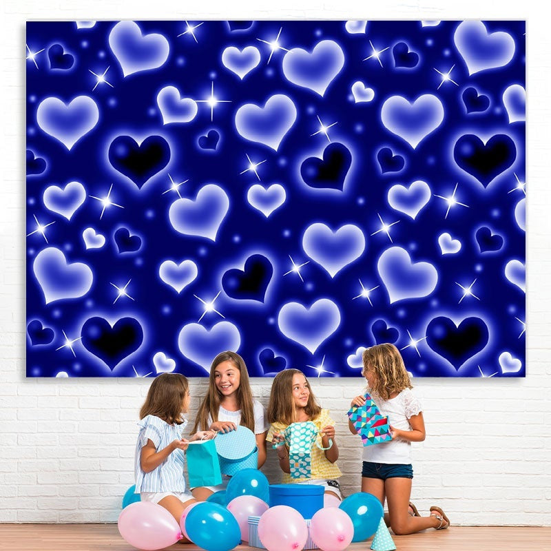 Lofaris Blue Heart Glitter Early 2000s Photo Birthday Party Backdrop