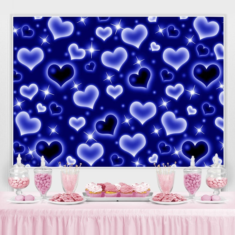 Lofaris Blue Heart Glitter Early 2000s Photo Birthday Party Backdrop