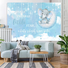 Lofaris Blue Little Star And Elephant Baby Shower Backdrop