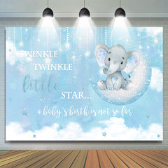 Lofaris Blue Little Star And Elephant Baby Shower Backdrop