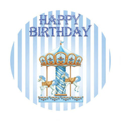 Lofaris Blue Merry Go Round Circle Happy Birthday Backdrop