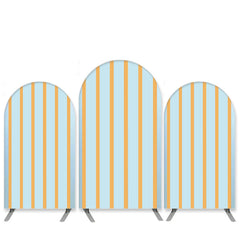Lofaris Blue Orange Stripes Theme Birthday Arch Backdrop Kit