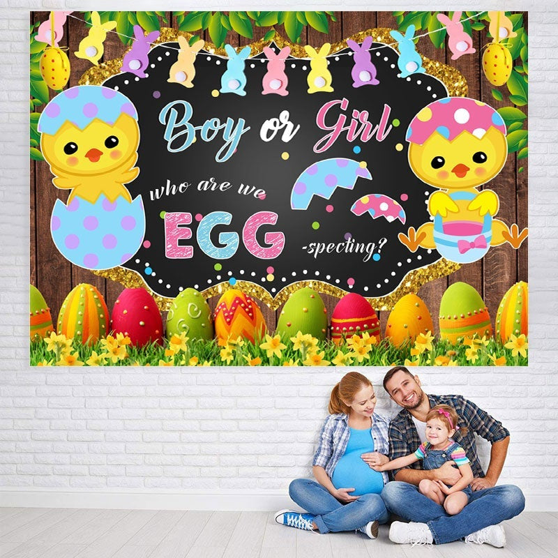 Lofaris Blue Pink And Yellow Easter Theme Baby Shower Backdrop