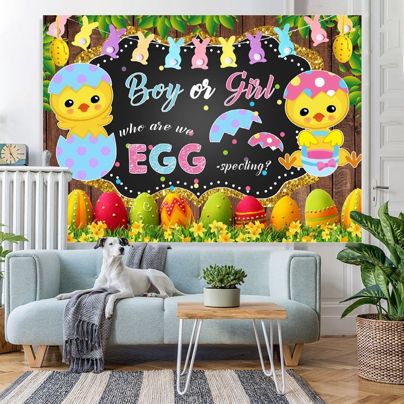 Lofaris Blue Pink And Yellow Easter Theme Baby Shower Backdrop