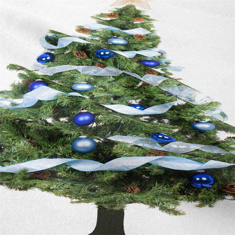 Lofaris Blue Ribbon Christmas Tree Tapestry Wall Hanging