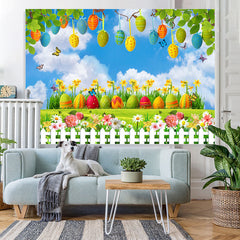 Lofaris Blue Sky And Butterfly With Garden Baby Shower Backdrop