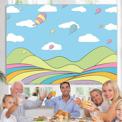 Lofaris Blue Sky White Clouds Balloons Birthday Party Backdrop