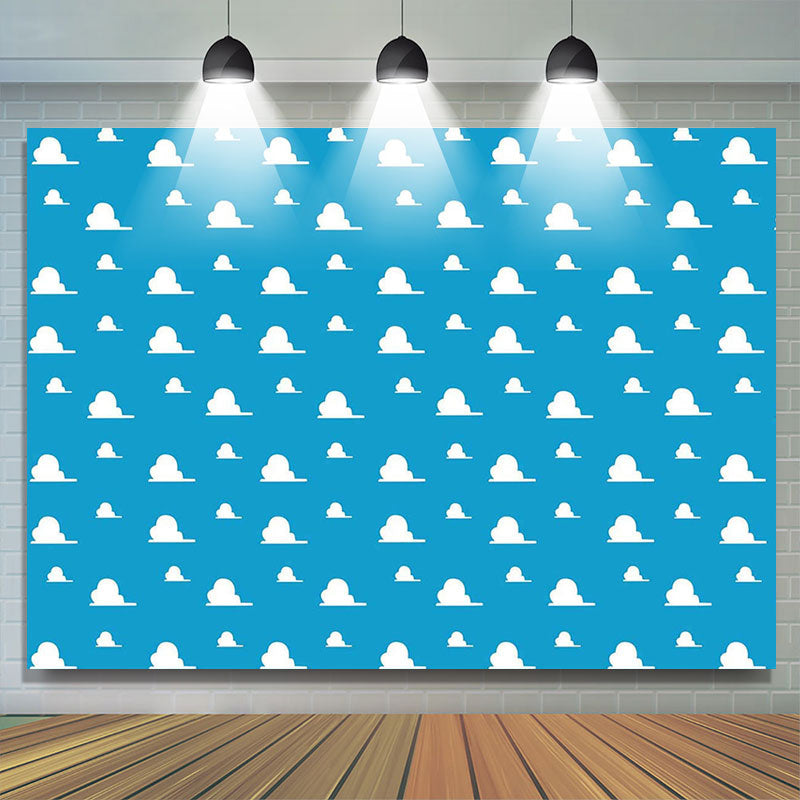 Lofaris Blue Sky White Clouds Kid Happy Birthday Party Backdrop